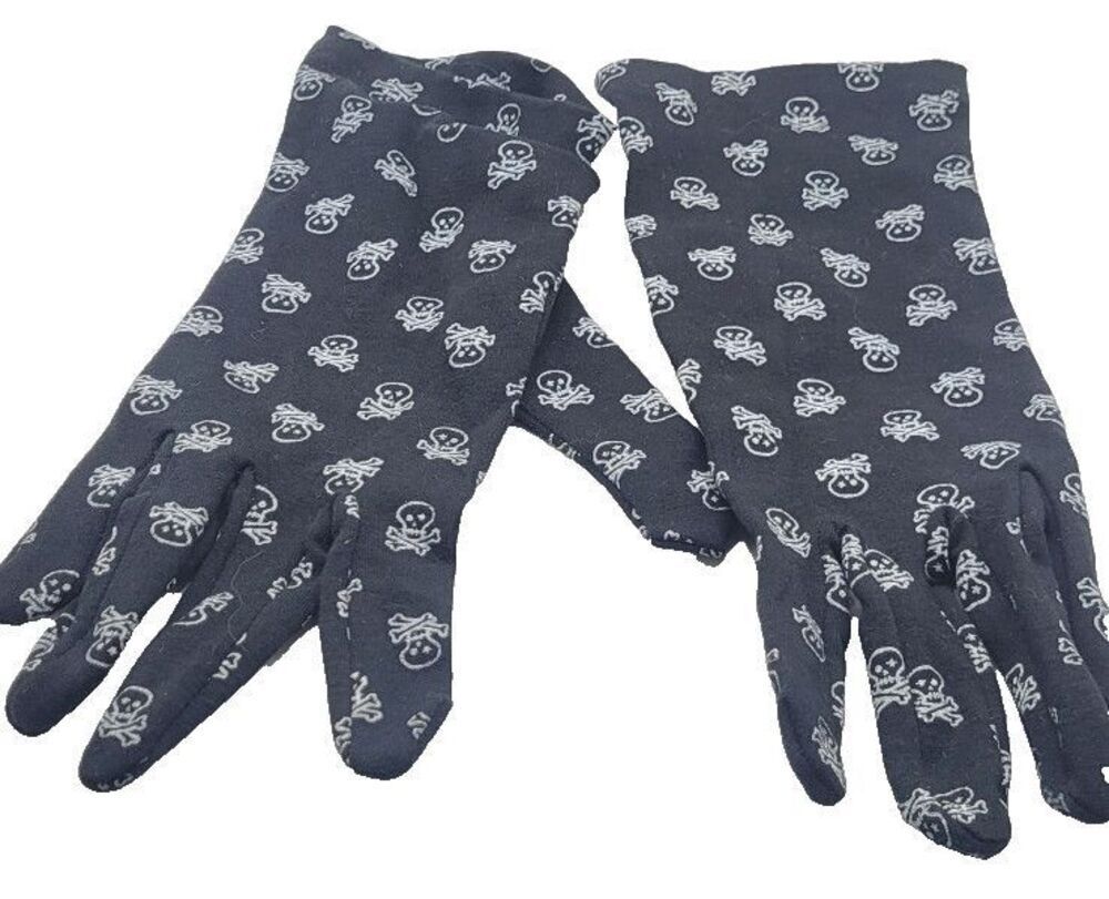 La Crasia Made in USA NYC Goth Punk Skull n Crossbones Gloves One Size (s)